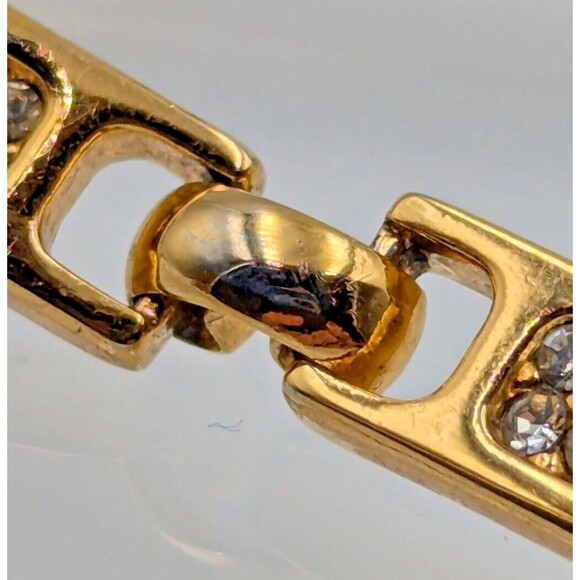 Vintage Christian Dior Gold Tone Clear Rhinestone Panel/Tennis Style Bracelet 7" - Picture 11 of 15